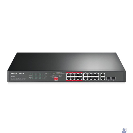 Mercusys MS118CP 16-портовый монтируемый в стойку PoE+ коммутатор 10/100 Мбит/с с 2 гигабитными портами