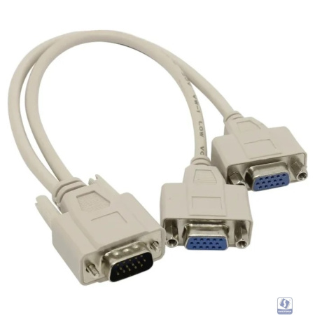 VCOM VVG6530-0.2M Кабель-разветвитель VGA 1=>2 (1x15M/2 x15F),  [06937510841219/4895182209411]