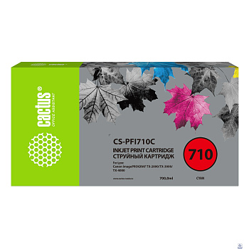 Картридж струйный Cactus CS-PFI710C голубой (700мл) для Canon imagePROGRAF TX-2000/TX-3000/TX-4000