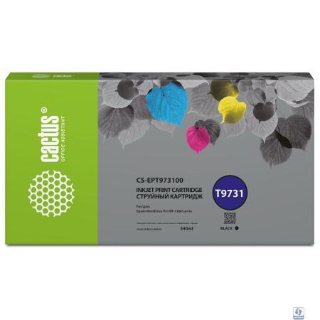 Картридж струйный Cactus CS-EPT973100 T9731 черный (540мл) для Epson WorkForce WF-C869RD3TWFC/WF-C869RDTWF