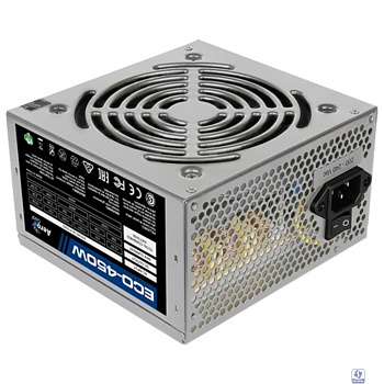 Aerocool 450W Retail ECO-450W ATX v2.3 Haswell, fan 12cm, 400mm cable, power cord, 20+4P, 12V 4P, 1x PCI-E 6P, 2x SATA, 2x PATA, 1x FDD (замена 11083240)