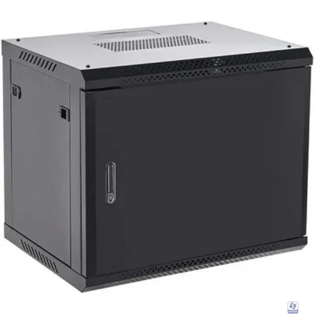 Rexant (04-0966-122) Настенный телекоммуникационный шкаф 19" 9U 600?600мм, дверь металл, с задней стенкой, разборный, черный (RAL 9005)