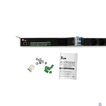 REM Упр. верт. блок розеток с монит. Rem-MC1 2х2 S, 2x3 С13, 2x2 С19, 32A, алюм., 33-48U, колодка R-MC1-32-2x2S-2x3C13-2x2C19-A-1420-K