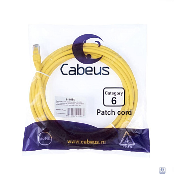 Cabeus PC-UTP-RJ45-Cat.6-5m-YL-LSZH Патч-корд U/UTP, категория 6, 2xRJ45/8p8c, неэкранированный, желтый, LSZH, 5м