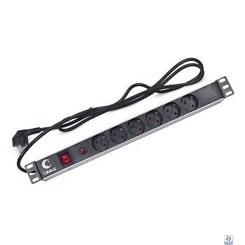 CABEUS PDU-6P-F-2EU БЛОК ЕВРОРОЗЕТОК ДЛЯ 19" ШКАФОВ, ГОРИЗОНТАЛЬНЫЙ, 6 РОЗЕТОК, ФИЛЬТР, 16 A, ВЫКЛЮЧАТЕЛЬ, ШНУР 2М, АЛЮМИНИЕВЫЙ КОРПУС, НЕМЕЦКИЙ СТАНДАРТ