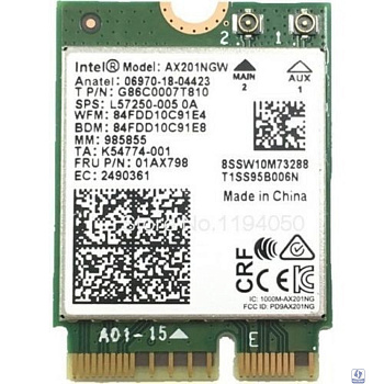 Intel AX201.NGWG.NV Wi-Fi 6 AX201, 2230, 2x2 AX+BT, No vPro,