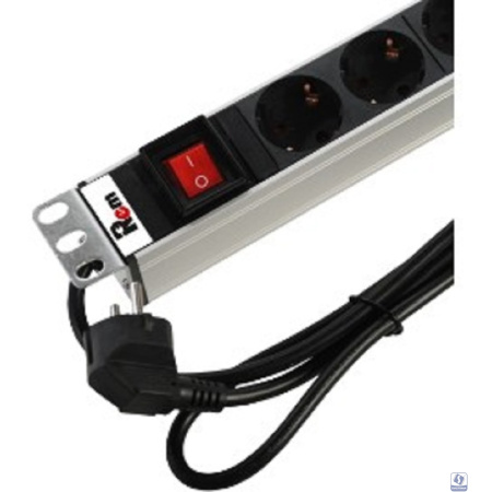 ЦМО Блок розеток Rem-16 с выкл и USB-портом, 6 Schuko, 16A, алюм., 19", шнур 1,8 м.(R-16-6S-V-U-440-1.8)