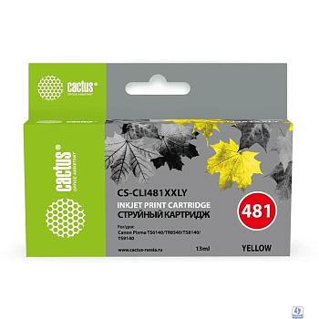 Картридж струйный Cactus CS-CLI481XXLY желтый (12мл) для Canon Pixma TR7540/TR8540/TS6140/TS8140