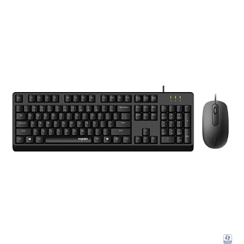 Клавиатура + мышь Rapoo X130PRO клав:черный мышь:черный, 1.5м, доп. защита от влаги
