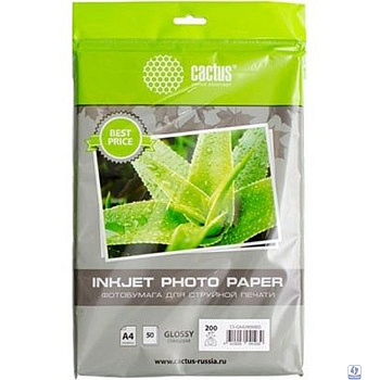 Cactus CS-GA418050ED Фотобумага глянцевая/A4/180г/м2/50л./белый для струйной печати
