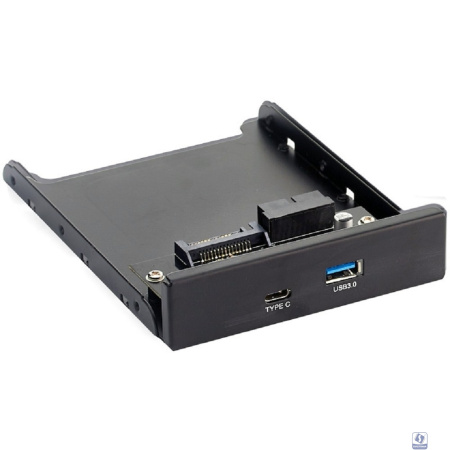 Exegate EX280447RUS Планка USB на переднюю панель Exegate U3H-617, 3,5", 1*USB3.0+1*TypeC, черная, подсоед-е к мат. плат