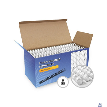 ГЕЛЕОС Пластиковые пружины BCA4-6W 6 мм белые 100 шт.