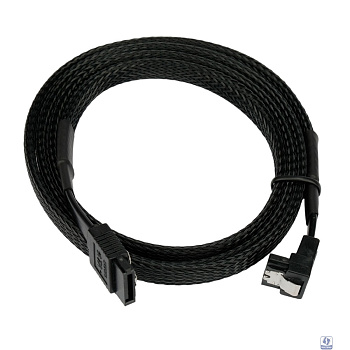 Cablexpert Кабель интерфейсный SATA Sata3 7pin / 7pin, 1м, угловой, защелка, оплетка, черный, пакет (CC-SATAM-DATA90-BLBR-100CM)