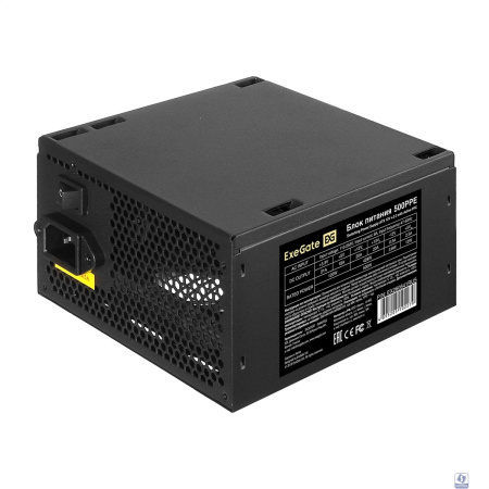 Exegate EX260641RUS Блок питания 500W Exegate 500PPE, ATX, black, APFC, 12cm, 24p+(4+4)p PCI-E, 3*IDE, 5*SATA, FDD