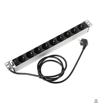 REM Блок розеток Rem-16 с инд., 9 Shuko, 16A, алюм., 19", шнур 3 м. (R-16-9S-I-440-3)