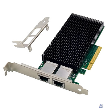 ORIENT XWT-INT540L2PE8, Сетевая карта PCI-Ex8 v2.1 2xRJ45 10Gbps Converged Server NIC, Intel X540 chipset, 10/1 Гбит/с, 2 планки крепления в комплекте (33299)