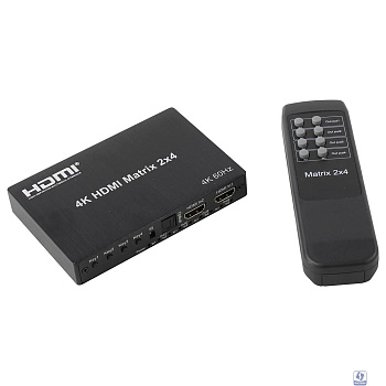 ORIENT HSP0204HN-2.0, HDMI матричный переключатель/разветвитель 2->4 с аудиовыходами, UHD 4K/60Гц (3840x2160), HDR, HDMI 2.0, HDCP 2.2, пульт ДУ, внешний БП 5В/2A, метал.корпус (33266)