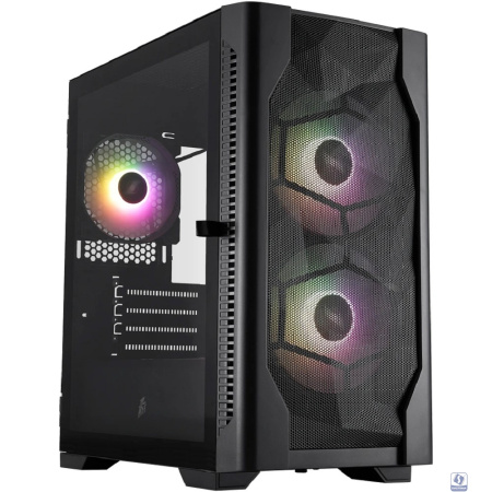1STPLAYER Корпус DK D4-M ARGB Black / mATX / 2x140mm & 1x120mm ARGB fans / D4-M-BK-2F7-14-1F7