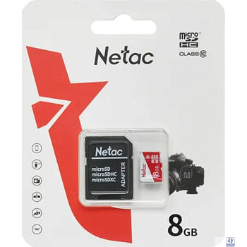 Micro SecureDigital 8GB Netac P500 ECO <NT02P500ECO-008G-R>  (с SD адаптером)