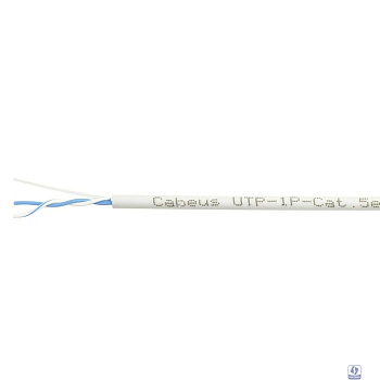 Cabeus UTP-1P-Cat.5e-SOLID Кабель витая пара (UTP), категория 5e, 1 пара (24 AWG), одножильный (solid), PVC нг(А)-LS, серый (500 м)