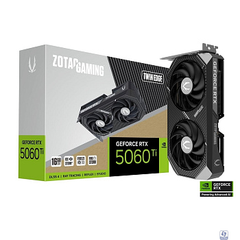 Видеокарта ZOTAC GAMING GeForce RTX 5060 Ti Twin Edge 16Gb DDR7 128 bit  2407/2572 MHz  3*DP/HDMI  2*FAN (ZT-B50620E-10M) RTL