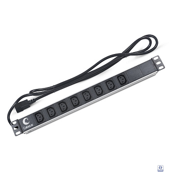 CABEUS PDU-8I-2IEC БЛОК РОЗЕТОК ДЛЯ 19" ШКАФОВ, ГОРИЗОНТАЛЬНЫЙ, 8 РОЗЕТОК IEC 320 C13, 10 A, БЕЗ ВЫКЛЮЧАТЕЛЯ, АЛЮМИНИЕВЫЙ КОРПУС, ШНУР 2 М, ВИЛКА IEC 320 C14