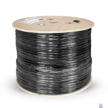 Exegate EX301067RUS Кабель ExeGate FUTP4-C5e-CU-S24-SW-OUT-PE-BK-305-FLUKE FTP 4 пары кат.5e медь, 0.52мм (24AWG), FLUKE® test pass, экран, внешн., с тросом, 305м, черн., PE