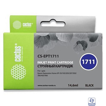 Картридж струйный Cactus CS-EPT1711 черный для Epson XP-33/103/203/207/303/306/403/406 (14.6мл)