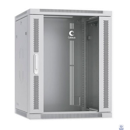 Cabeus SH-05F-15U60/60-R Шкаф телекоммуникационный настенный разобранный 19" 15U 600x600x769mm (ШхГхВ) дверь стекло, цвет серый (RAL 7035)