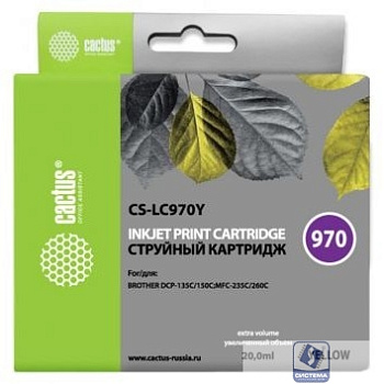 CACTUS  LC-970Y Картридж  для Brother Brother DCP-135C/150C/MFC-235C/260C, (20мл), желтый