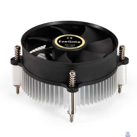 Exegate EX286141RUS Кулер ExeGate EK-11508.PWM (Al, LGA1150/1151/1155/1156/1200, TDP 75W, Fan 90mm, PWM, 1200-2600RPM, Hydro bearing, 4pin, 11-24db, 285г, с термопастой, на винтах, Retail color box)