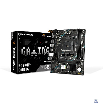 MAXSUN MS-B450M GAMING WIFI (Socket  AM4, mATX, 2*DDR4 (64Gb), DP/HDMI, 2*SATA3, 1*M.2, 1*PCIEx16/1*PCIEx1, 2*USB2.0, 4*USB 3.2 Gen1, LAN 1*1G, Wi-Fi 802.11ac, RTL)
