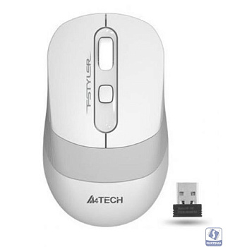 Мышь беспроводная A4Tech Fstyler FG10 , белый/серый , оптическая, 2000dpi , USB, 4 кнопки [1147569]