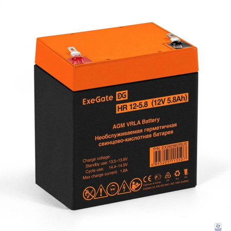 Exegate EX282962RUS Аккумуляторная батарея HR 12-5.8 (12V 5.8Ah 1223W, клеммы F1)