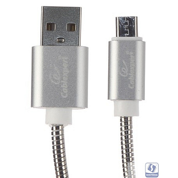 Cablexpert Кабель USB 2.0 CC-G-mUSB02S-1.8M	 AM/microB, серия Gold, длина 1.8м, серебро, блистер