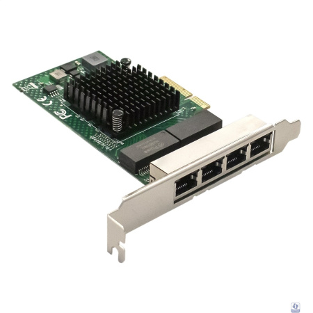 Exegate EX293453RUS Сетевой адаптер ExeGate EXE-BCM5719 (PCI-E x4 v2.0, порты 4xRJ45, 10/100/1000Mbps, Gigabit Chipset Broadcom BCM5719)
