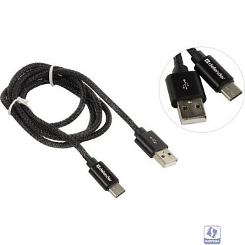 Defender USB кабель USB09-03T PRO USB2.0 Черный, AM-Type-C, 1m, 2.1A (87814)