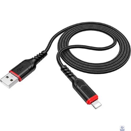 HOCO X59/ USB кабель Lightning/ 1m/ 2.4A/ Нейлон/ Black