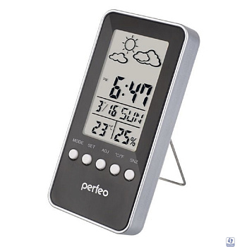 Perfeo Часы-метеостанция "Window", чёрный, (PF-S002A) время, температура, влажность, дата