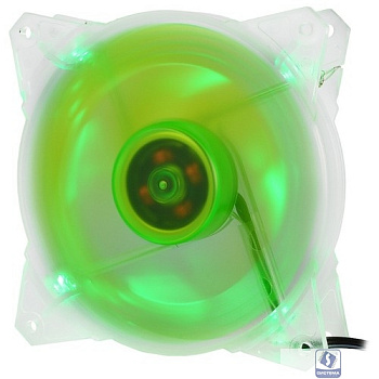CROWN Вентилятор для компьютерного корпуса CMCF-12025S-1212 (120*120*25мм;Зелёный 4LED;1500 об/мин;35CFM;20Дб;Подшипник скольжения;3pin+MOLEX(папа-мама) 40+10см)
