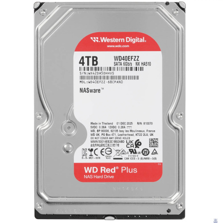 4TB WD Red Plus WD40EFZZ 3.5" 5400 RPM 128MB SATA-III NAS Edition