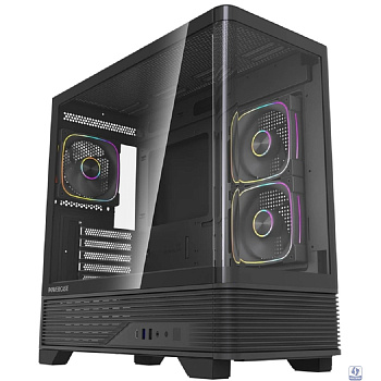 Powercase Корпус Vision Micro M6B, Curved Glass, Type-C, 3x 120mm ARGB PWM Fan, чёрный, mATX  (CVMM6B-A3)