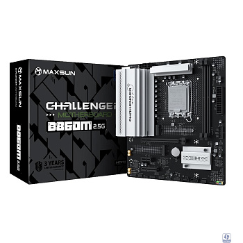 MAXSUN MS-Challenger B860M 2.5G (Socket 1851, mATX, 2*DDR5(96Gb), DP/HDMI, 2xSATA3, 2*M.2,1xPCI-Ex16/1xPCI-Ex4/1xPCI-Ex1, 4*USB 2.0, 4*USB 3.2, LAN 1*2.5G, Black, RTL)