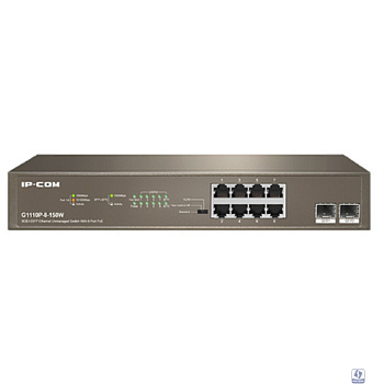 IP-COM G1110P-8-150W Коммутатор PoE неуправляемый 10-Ports 10/100/1000 Base-T + 2-Ports 1000 Base-X SFP  / 8-Ports PoE (PoE бюджет 130W)