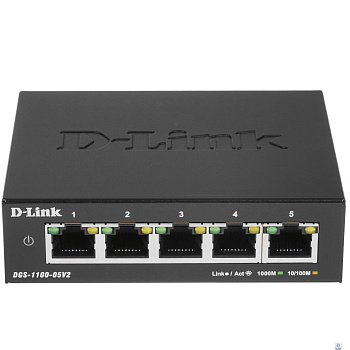 D-Link DGS-1100-05V2/A1A Настраиваемый L2 коммутатор с 5 портами 10/100/1000Base-T