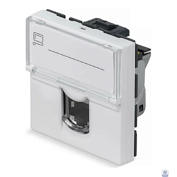 Cabeus KJ-RJ45-Cat.6a-SH-180T-FP-L-45 Keystone Jack RJ-45(8P8C), 180 градусов, категория 6a, экранированная, безинструментный монтаж, вставка Mosaic (арт.076576)