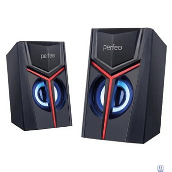 Perfeo колонки "TRIAL", 2.0, мощность 2х3 Вт, USB, чёрн, Game Design, LED подсветка