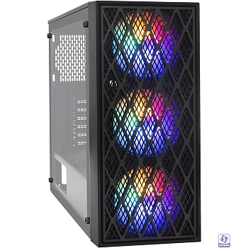 Exegate EX293017RUS Корпус Miditower ExeGate EVO-8243-NPX500 (ATX, БП 500NPX с вент 12 см, 2*USB+1*USB3.0, черный, 3 вент. с RGB подсветкой, боковая панель - закаленное стекло)