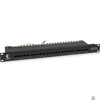 Cabeus PL-25-TEL-Dual IDC Патч-панель 19" (1U), 25 портов RJ-45, Dual IDC (телефонная раскладка)