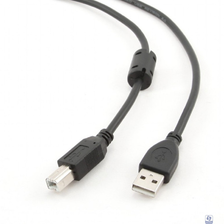 Bion Кабель интерфейсный USB 2.0 AM/BM, позолоченные контакты, ферритовые кольца, 3 м, черный [BXP-CCF-USB2-AMBM-030]